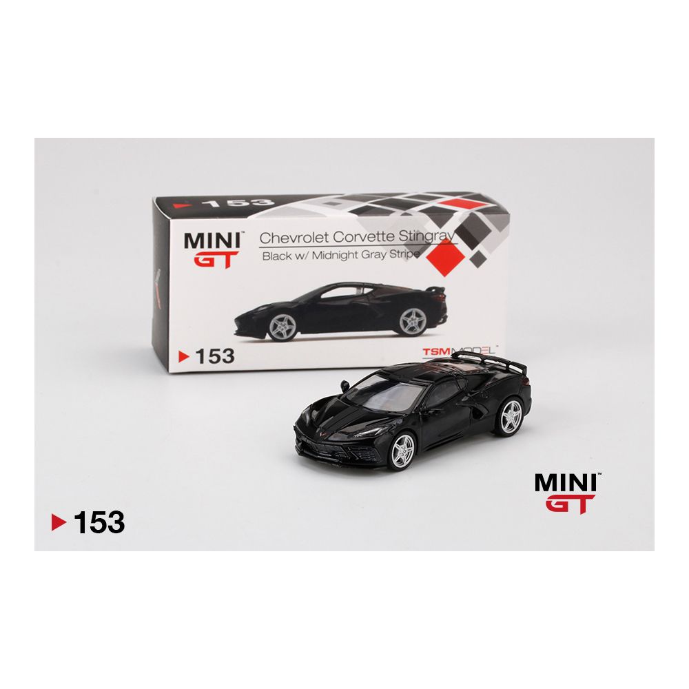 ミニカー MINI GT Chevrolet Corvette Stingray153 Mini GT Chevrolet Corvette Stingray Black – Midnight Grey Stripe